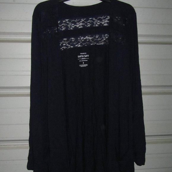 Plus Size 3X Torrid Super Soft Blue Cardigan Lace Yolk Stretchy Shirt top womens - Picture 6 of 7